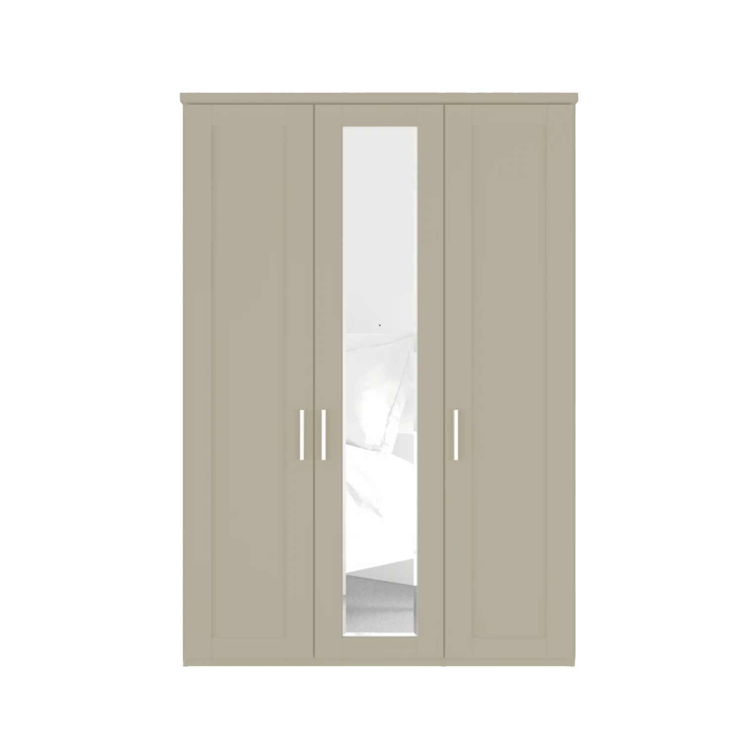 Wiemann Kempton Pebble Grey 3 Door Hinged Wardrobe With Mirror