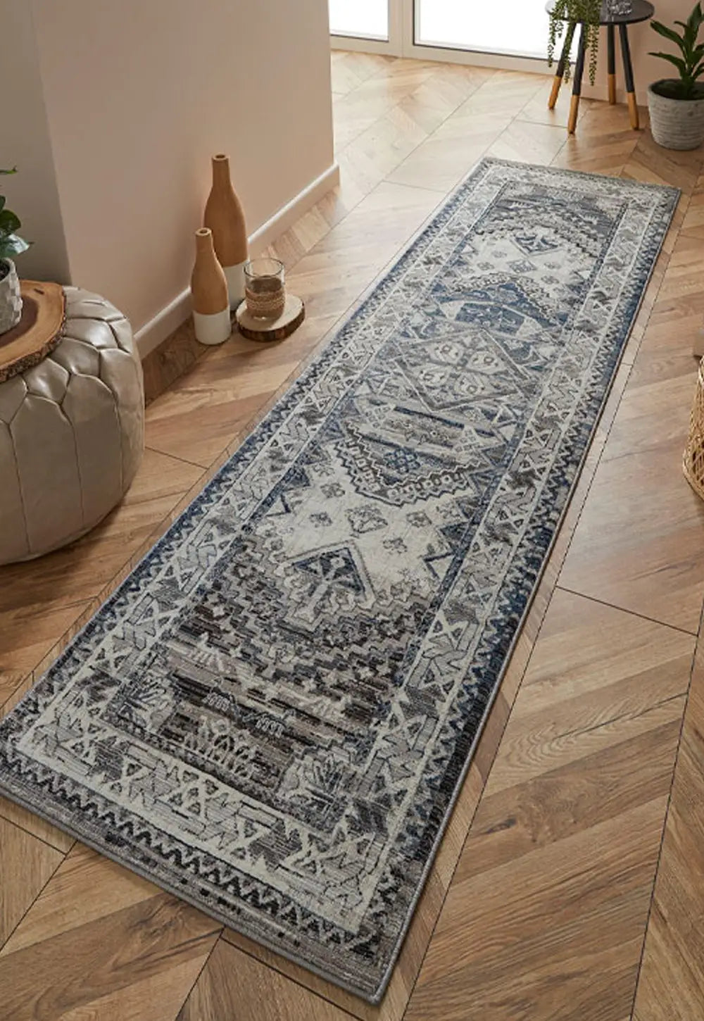 Kendra 2603H Grey and Blue Traditional Rug - Pendle Village Furniture