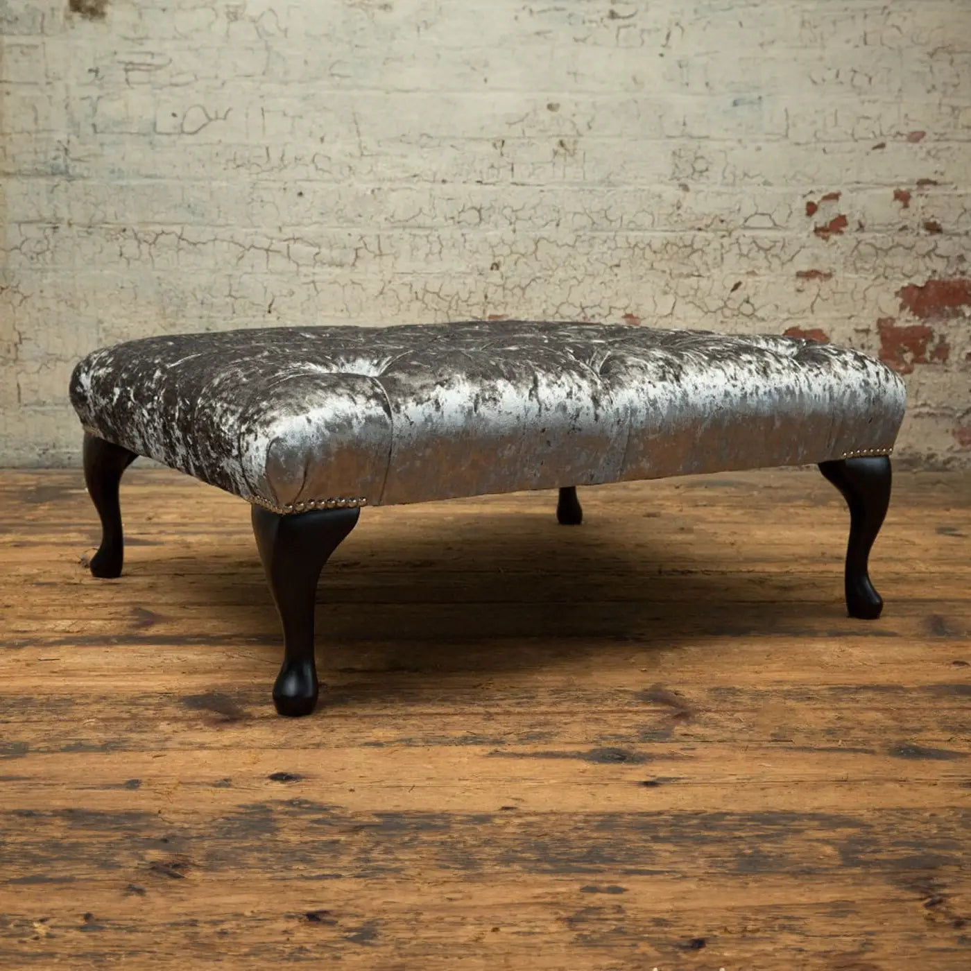 Oswald & Pablo Kensington Chesterfield Velvet Footstool, available in various fabrics and colours - Main Image  