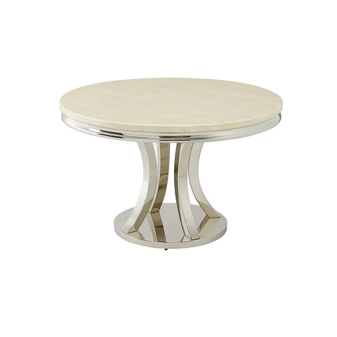 Mitzi Round Brown Marble Top Dining Table - Pendle Village Furniture