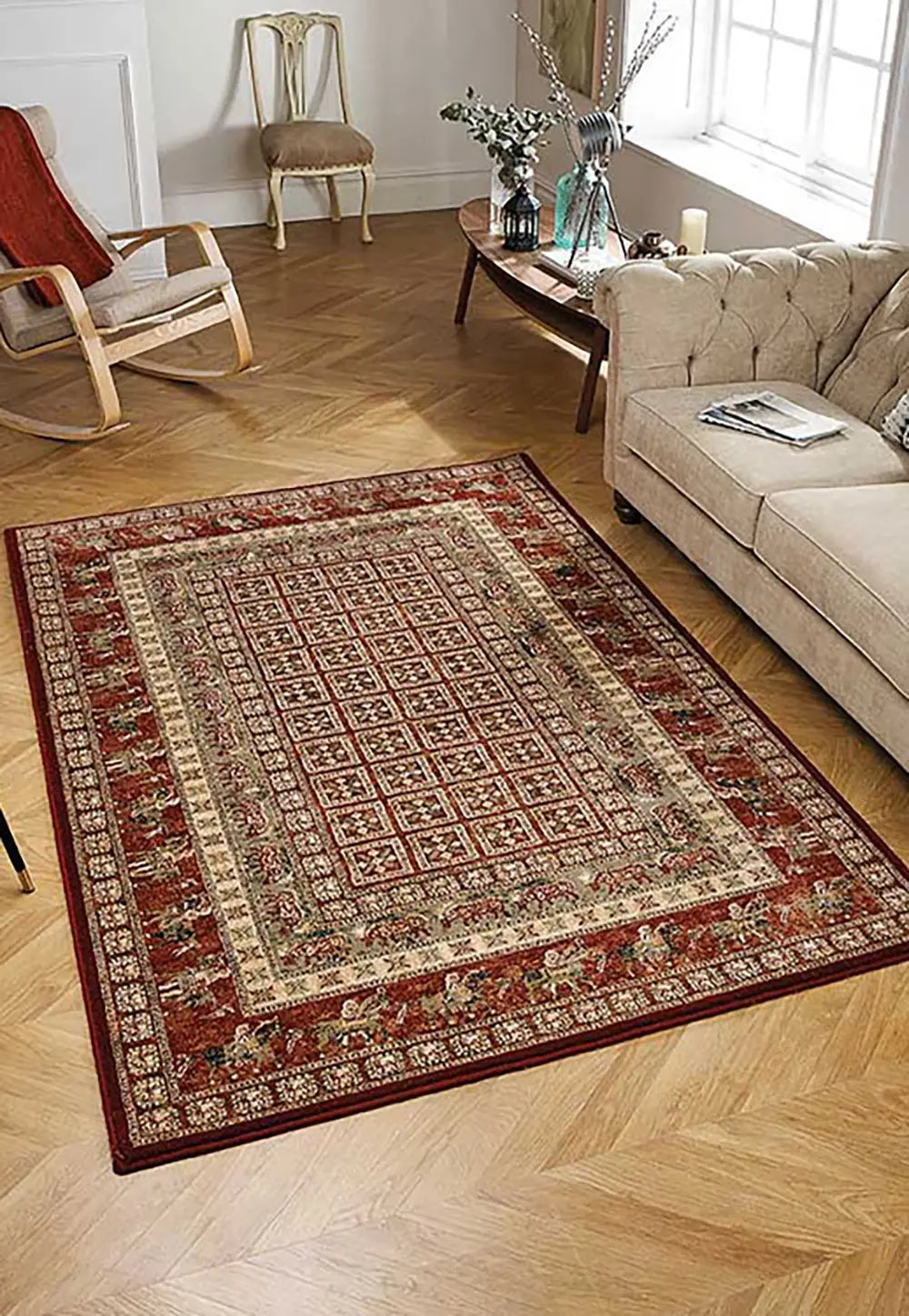 Royal Classic 1527R Red Traditional Bordered Rug - Pendle Village Furniture