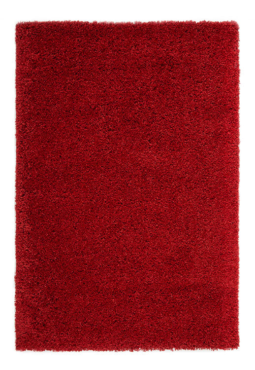 Serene Shaggy Soft Plain Rug, available in Charcoal, Cream, Grey, Gold, Beige, Pink, Red and Sage Green. Available in 5 sizes-Main Image-Red