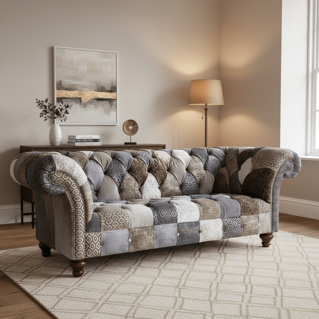 Oswald & Pablo Wiston Patchwork Velvet Chesterfield Sofa