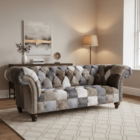 Oswald & Pablo Wiston Patchwork Velvet Chesterfield Sofa