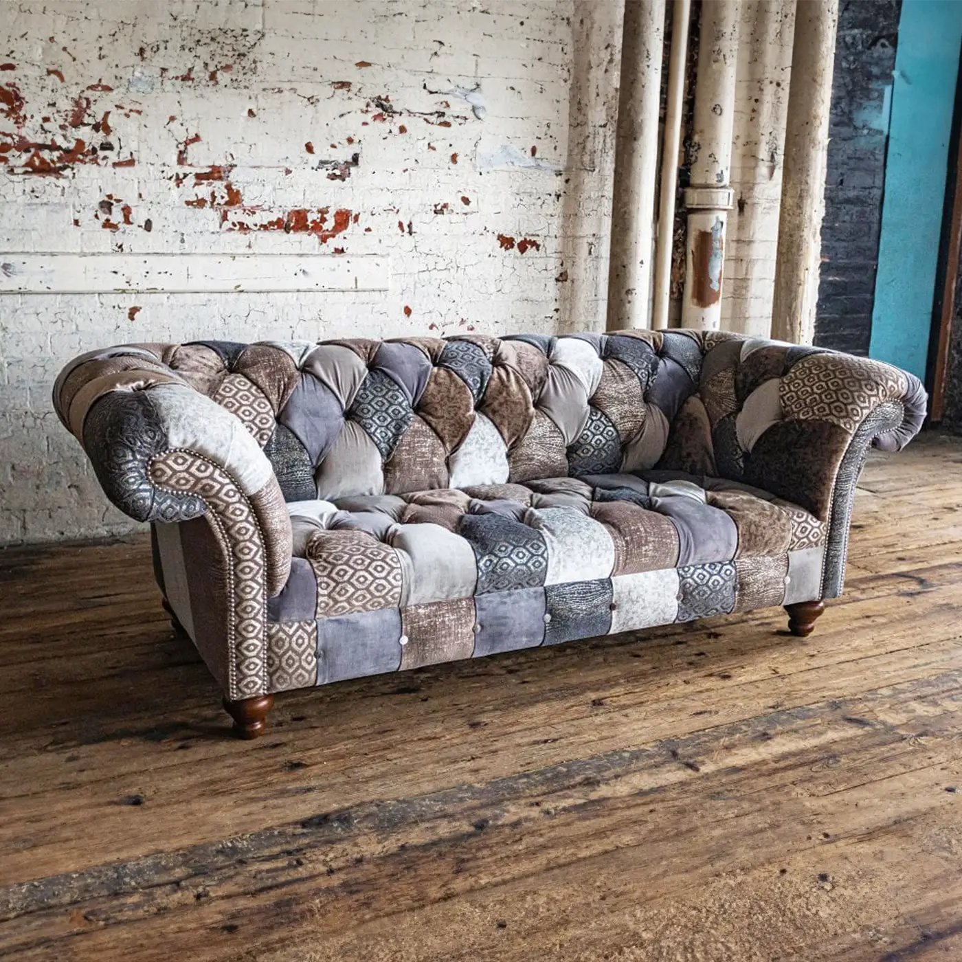 Wiston Patchwork Velvet Sofa Pendle Village Furniture