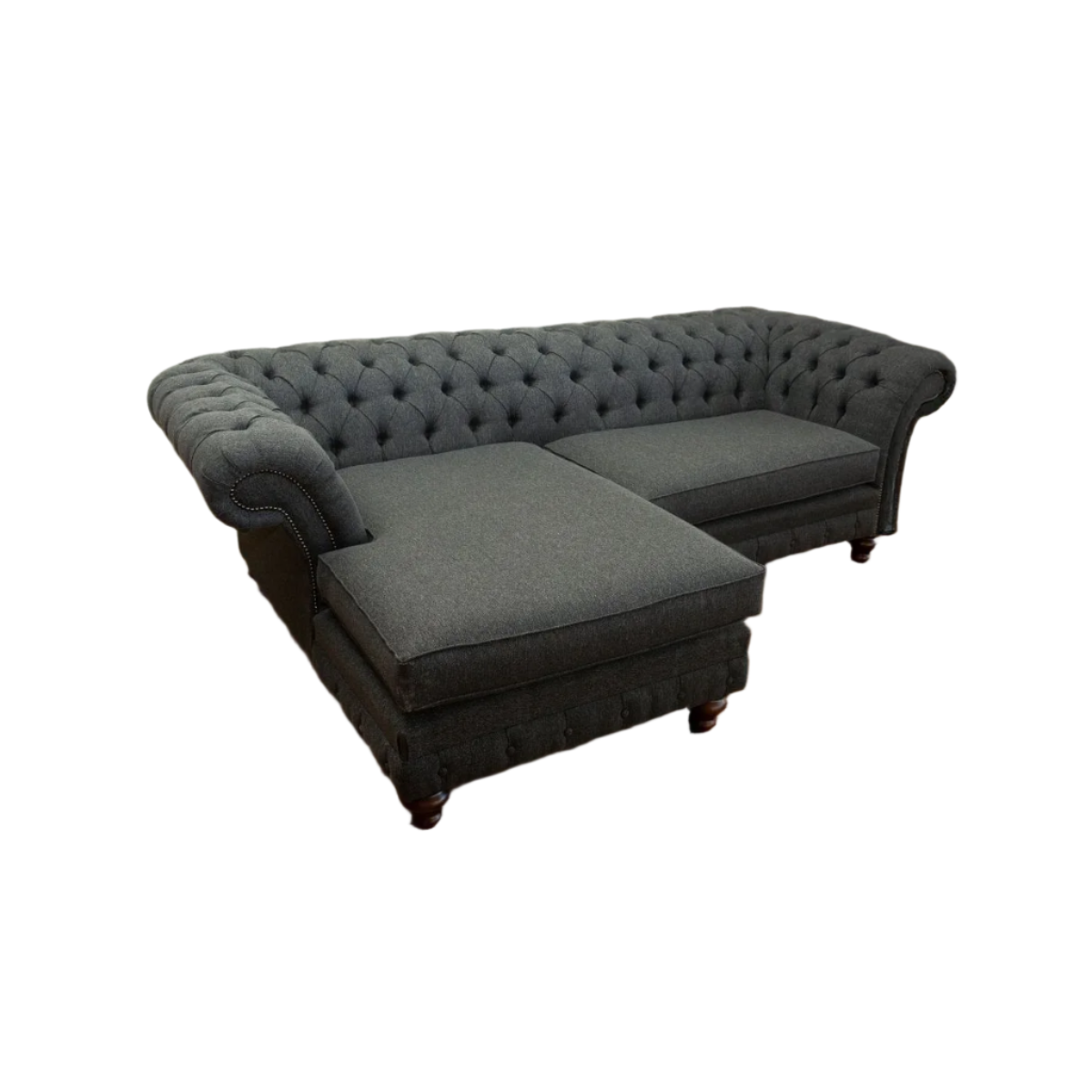 Oswald & Pablo Woodstock Herringbone Wool Chaise End Chesterfield Sofa