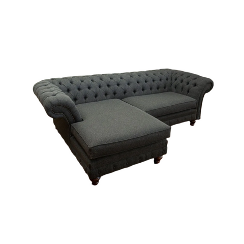 Oswald & Pablo Woodstock Herringbone Wool Chaise End Chesterfield Sofa