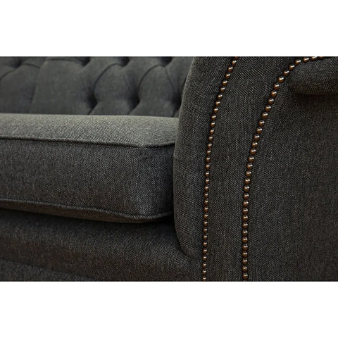 Oswald & Pablo Woodstock Herringbone Wool Chaise End Chesterfield Sofa
