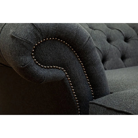 Oswald & Pablo Woodstock Herringbone Wool Chaise End Chesterfield Sofa