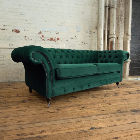 Oswald & Pablo Woodstock Velvet Chesterfield Sofa - Pendle Village Furniture
