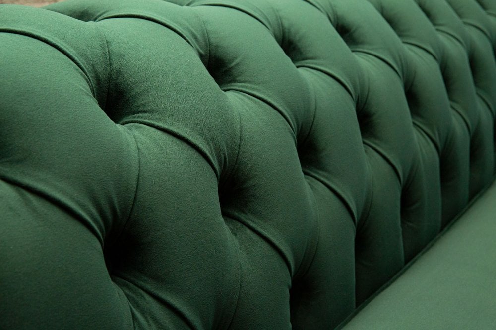 Oswald & Pablo Woodstock Chesterfield Green Corner Sofa, also available in a variety of fabrics and colours - Button Detail Image